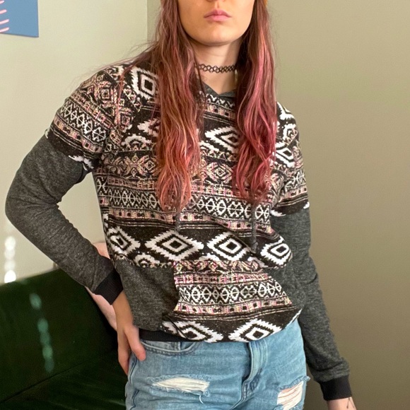 Freshwear multicolor tribal hoodie with pocket - Picture 3 of 4